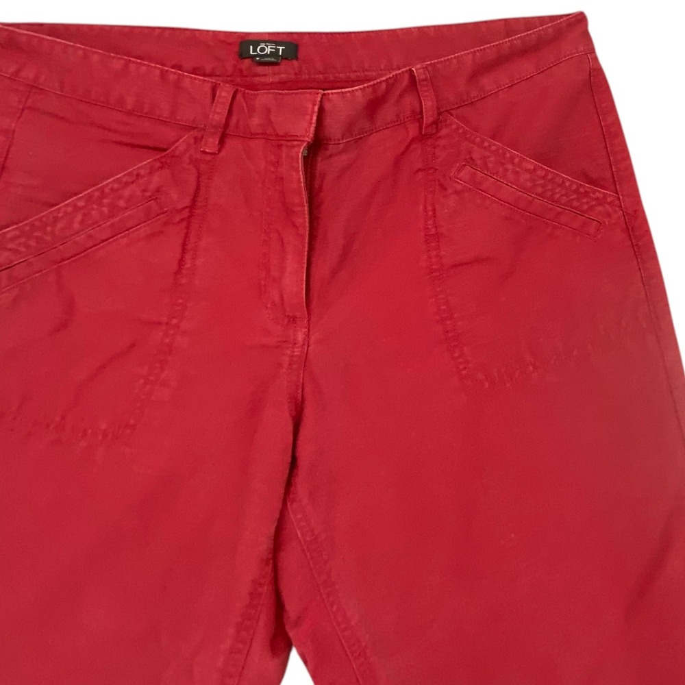 LOFT Red Chinos Pants Utility Pockets Casual Everyday Trousers Size 6 - Picture 8 of 9